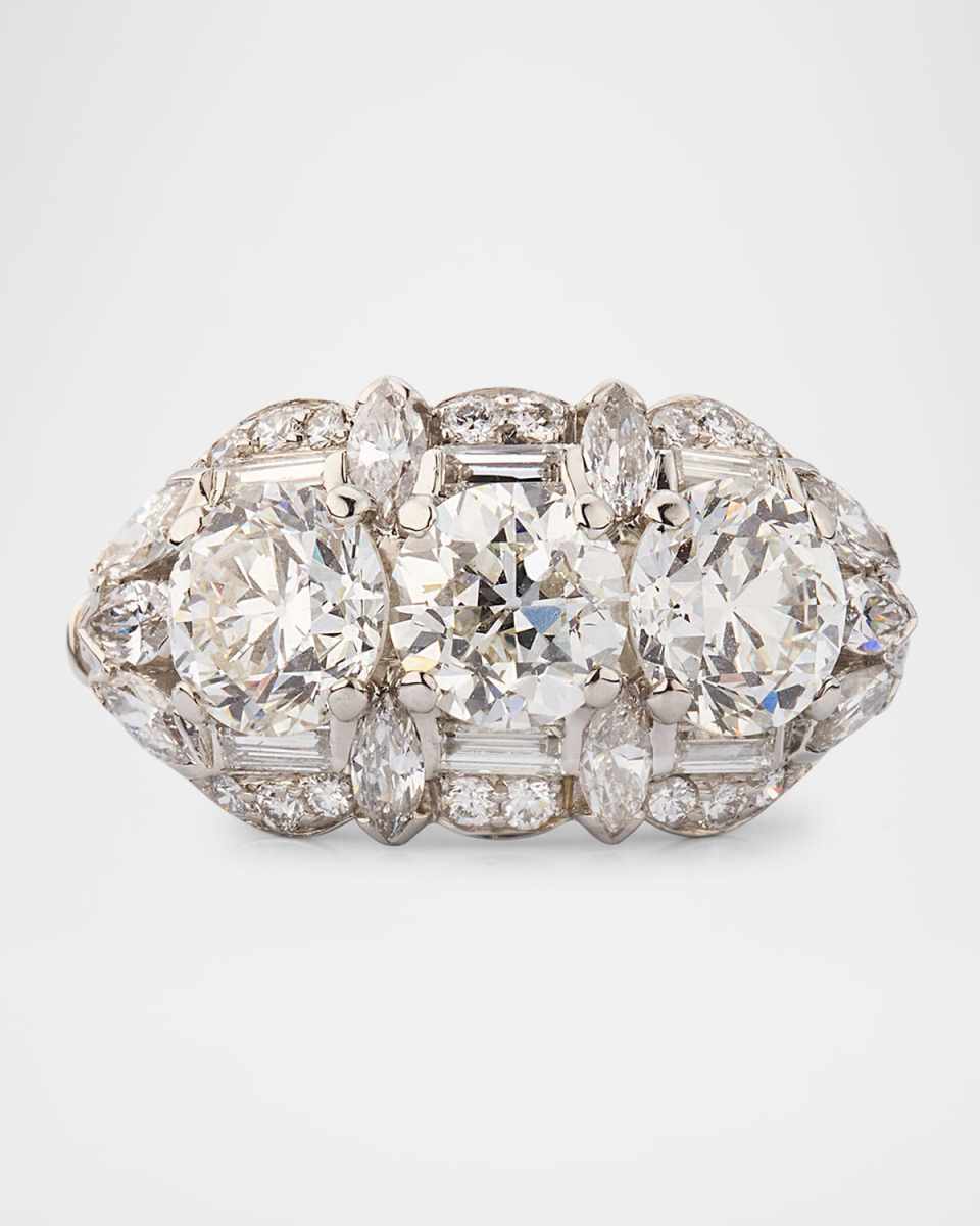 Estate Birks Platinum Diamond Princess Ring, Size